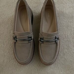Clarks Women's Beige Suede Loafers